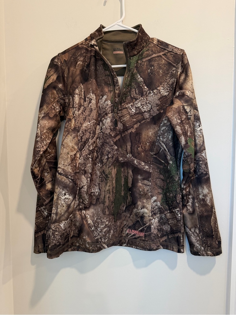 Magellan Outdoors Brown & Green Camo Quarter-Zip Hoodie